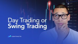 Day trading vs swing trading for prop firms – crypto trader analyzing charts